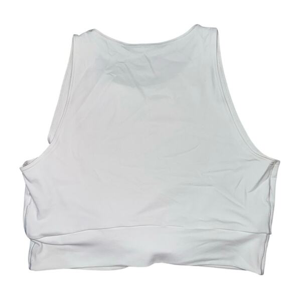 Large White Aerie offline Real Me Xtra Sports Bra crop top Tie Cutout workout - Picture 2 of 3